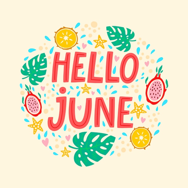 Hand drawn hello june lettering