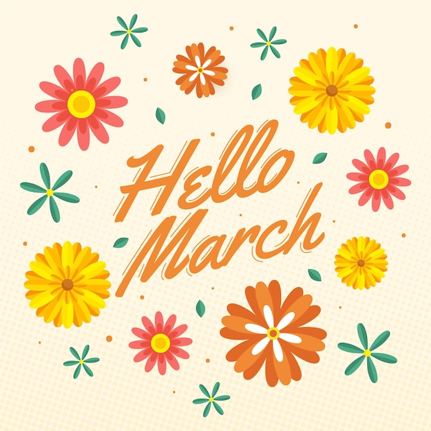 Free vector hand drawn hello march lettering