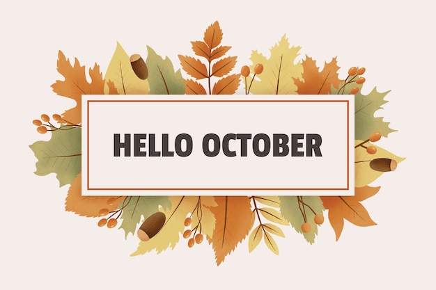 Free vector hand drawn hello october banner for autumn celebration