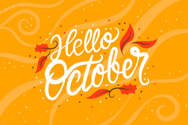 Free vector hand drawn hello october lettering