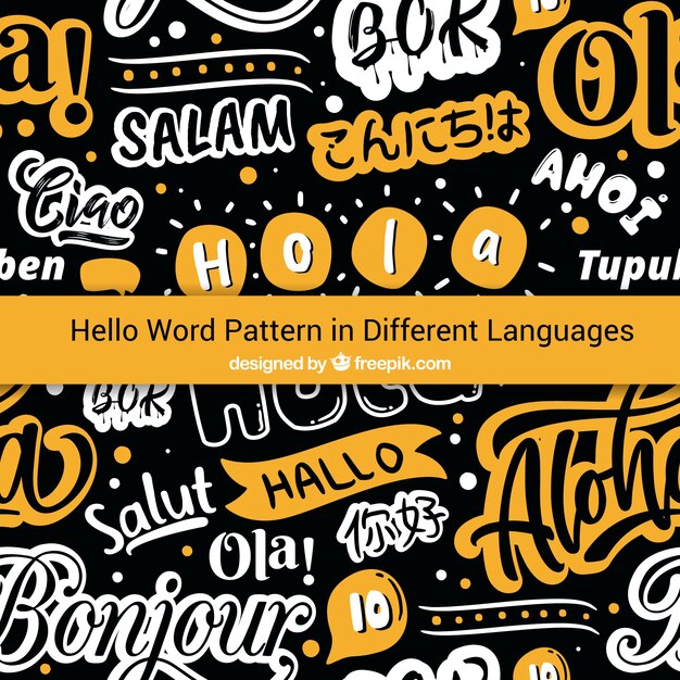 Hand drawn hello pattern in different languages