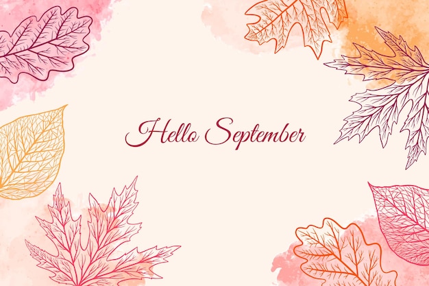 Free vector hand drawn hello september background