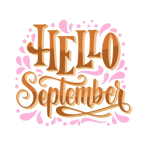 Free vector hand drawn hello september lettering