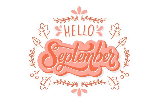 hand drawn hello september lettering