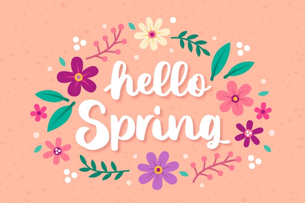 Free vector hand drawn hello spring background