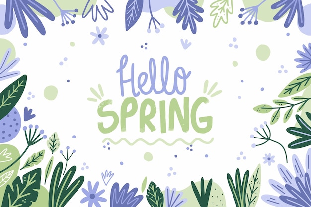 Free vector hand drawn hello spring background