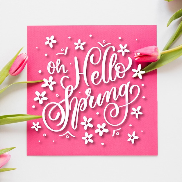 Hand drawn hello spring lettering