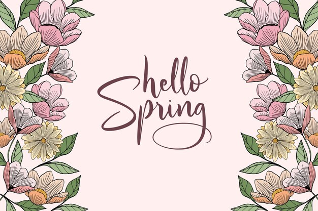 Hand drawn hello spring lettering