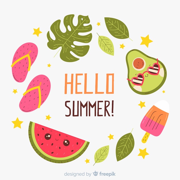 Free vector hand drawn hello summer background