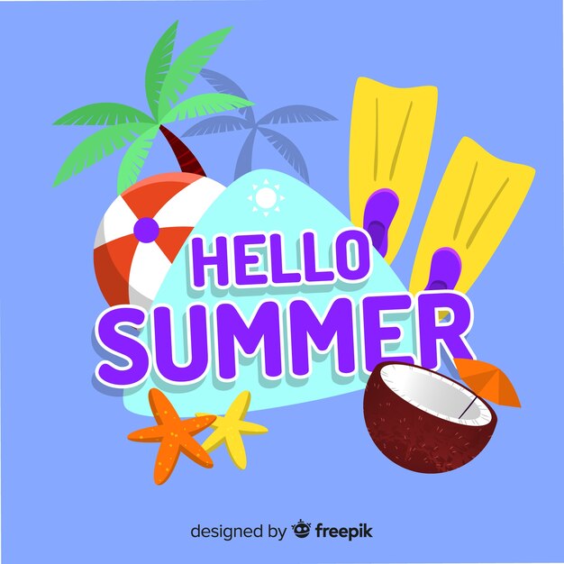 Hand drawn hello summer background