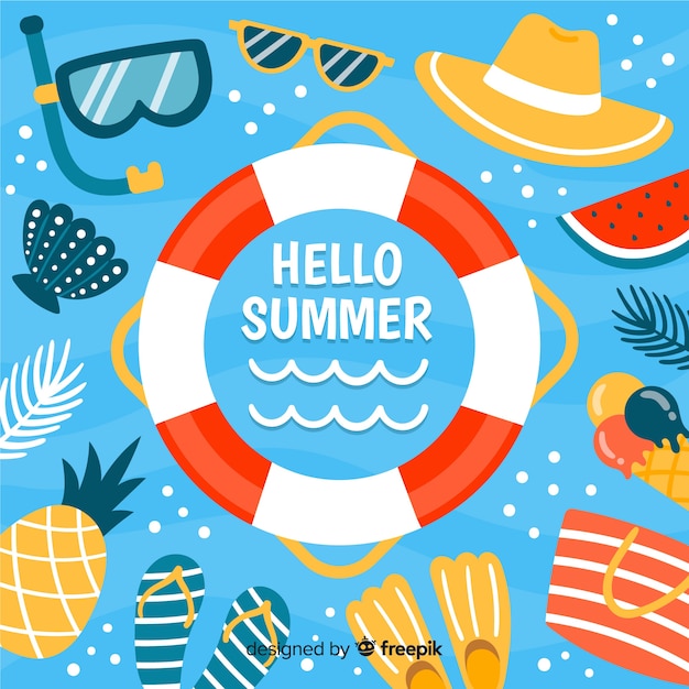 Free vector hand drawn hello summer background