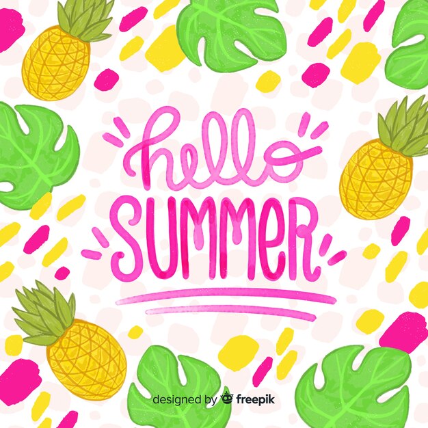 Hand drawn hello summer background