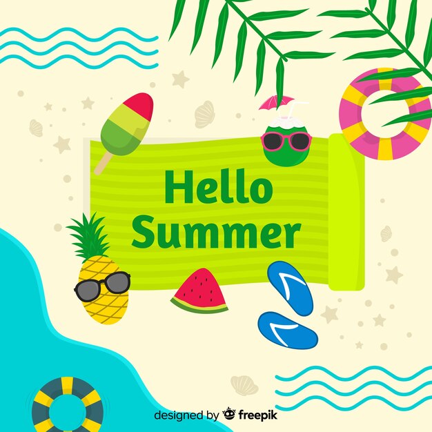 Hand drawn hello summer background