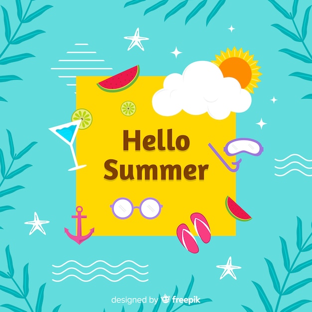 Free vector hand drawn hello summer background