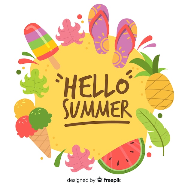 Бесплатное векторное изображение Рисованной привет летний фон