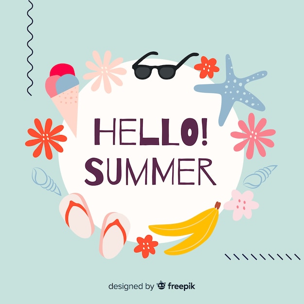 Free vector hand drawn hello summer background