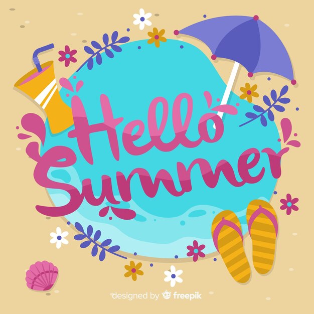 Hand drawn hello summer background