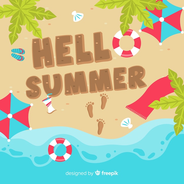 Hand drawn hello summer background