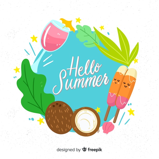 Free vector hand drawn hello summer background