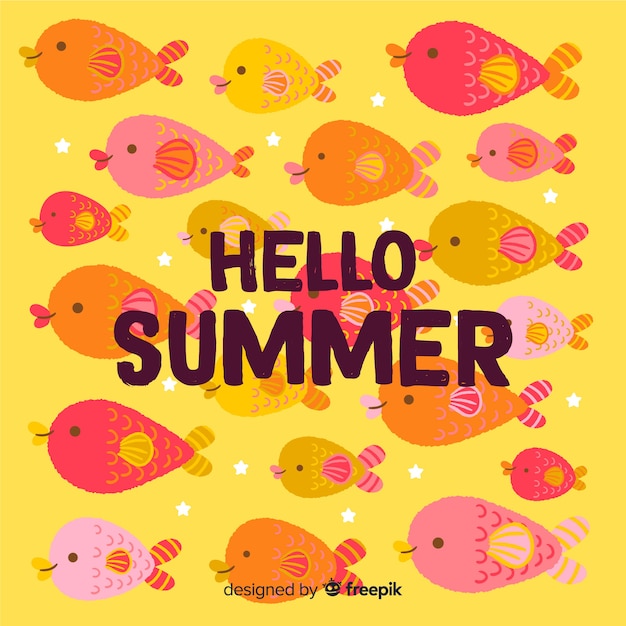 Hand drawn hello summer background