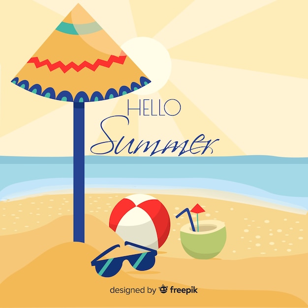 Free vector hand drawn hello summer background