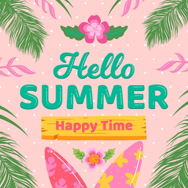 Free vector hand drawn hello summer background