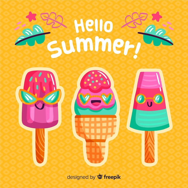 Hand drawn hello summer background