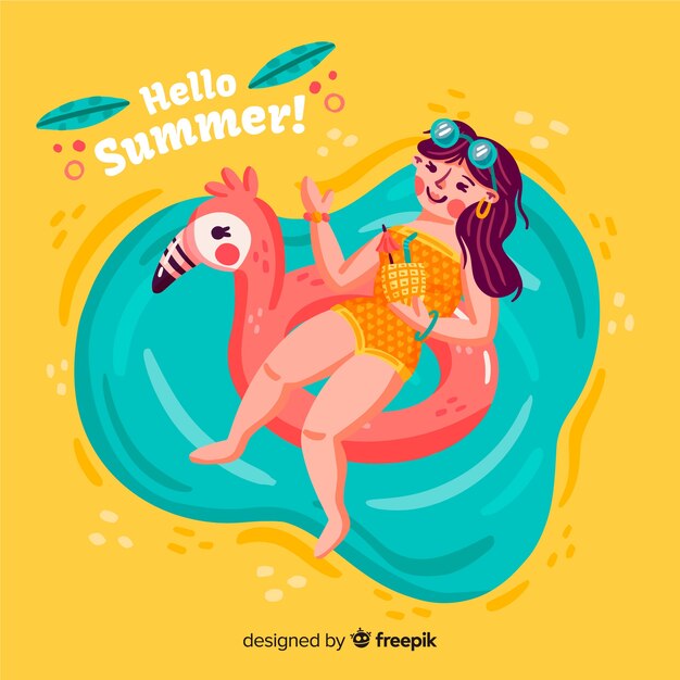 Hand drawn hello summer background