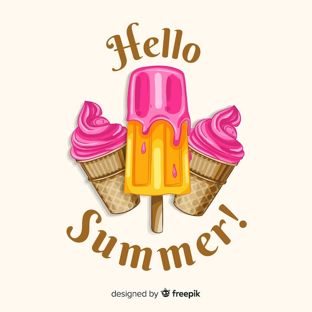 Hand drawn hello summer background