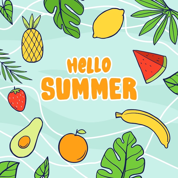 Free vector hand-drawn hello summer concept