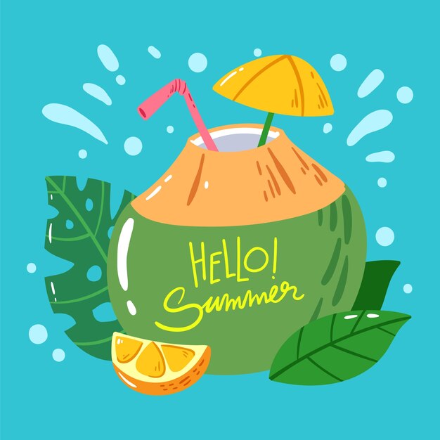 Hand drawn hello summer concept