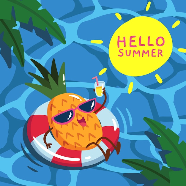 Free vector hand drawn hello summer concept