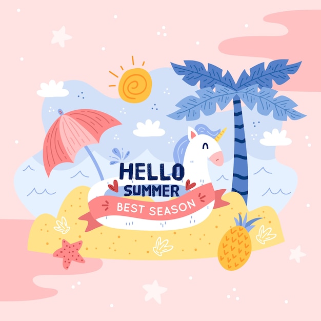 Free vector hand-drawn hello summer concept