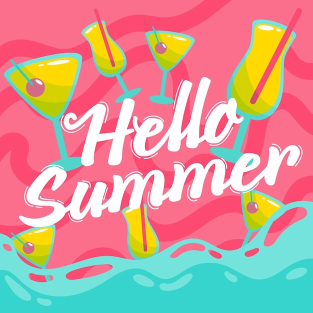 Free vector hand drawn hello summer concept