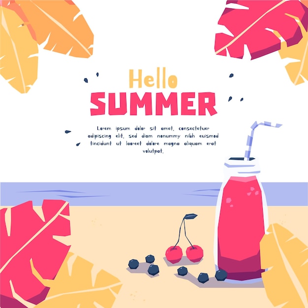 Free vector hand drawn hello summer concept