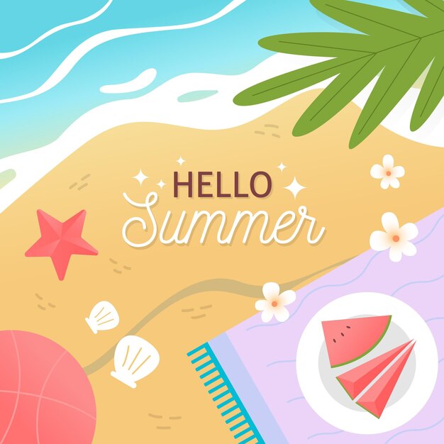 Hand-drawn hello summer concept