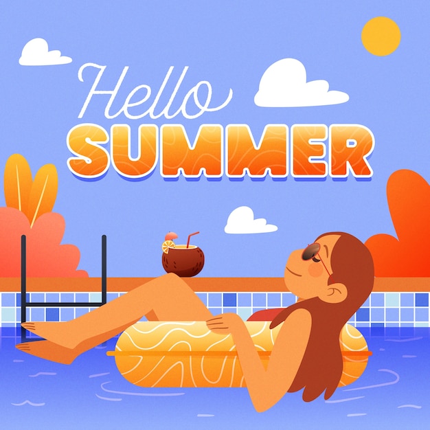 Hand-drawn hello summer design