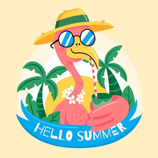 Free vector hand-drawn hello summer design