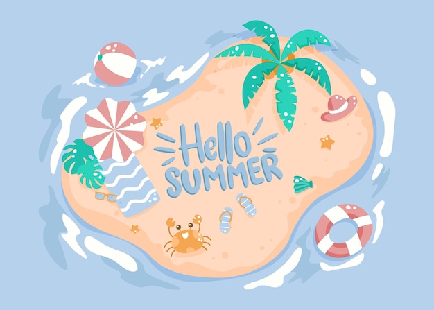 Hand drawn hello summer illustration