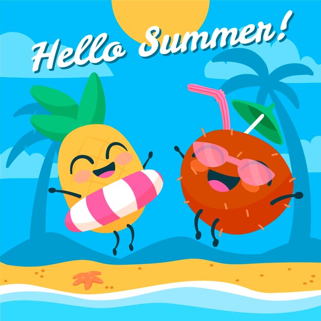 Free vector hand drawn hello summer illustration