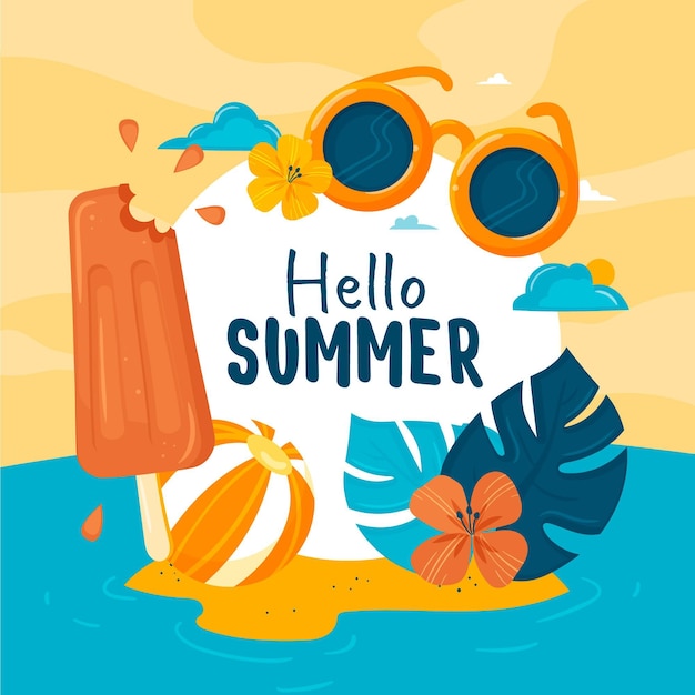 Free vector hand drawn hello summer illustration