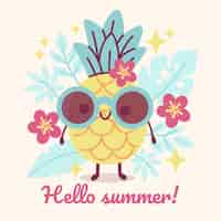 Free vector hand drawn hello summer illustration