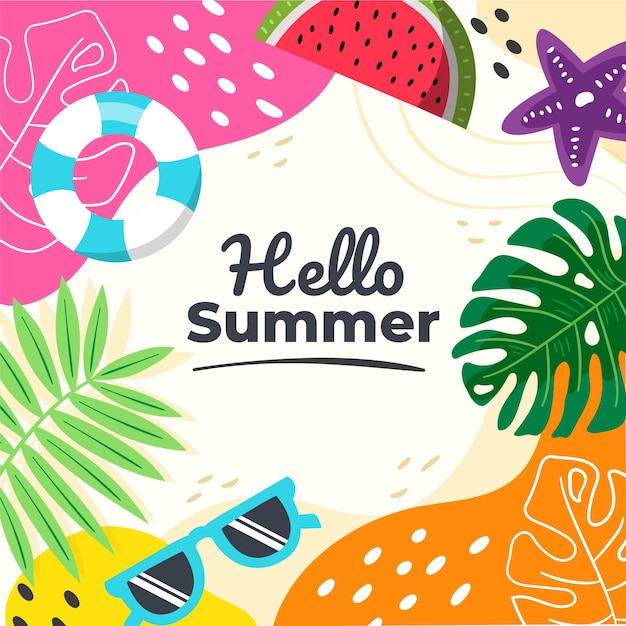 Free vector hand drawn hello summer illustration