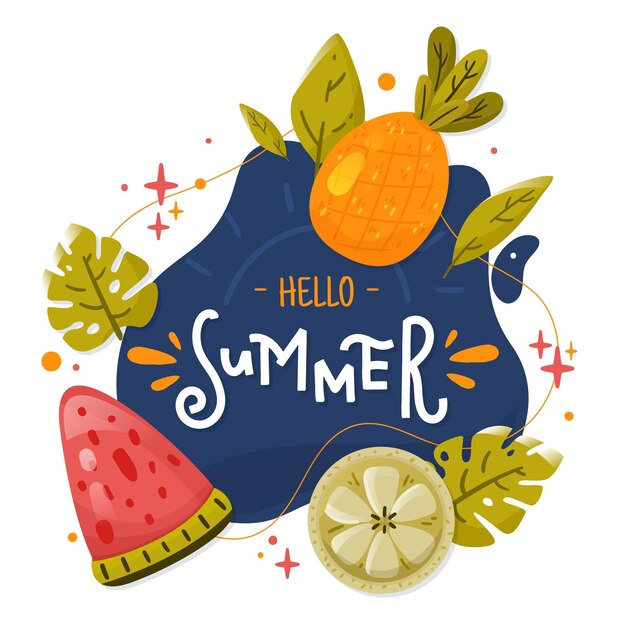 Hand drawn hello summer illustration