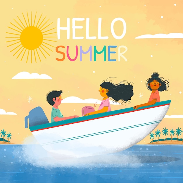 Free vector hand drawn hello summer illustration