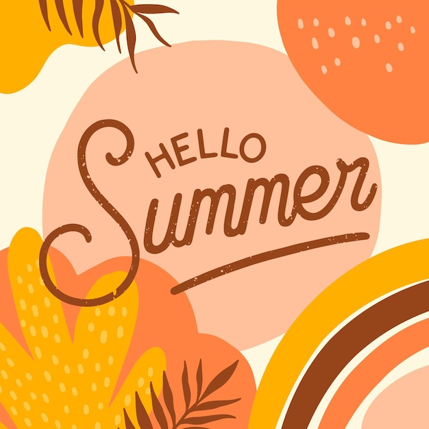 Hand drawn hello summer lettering