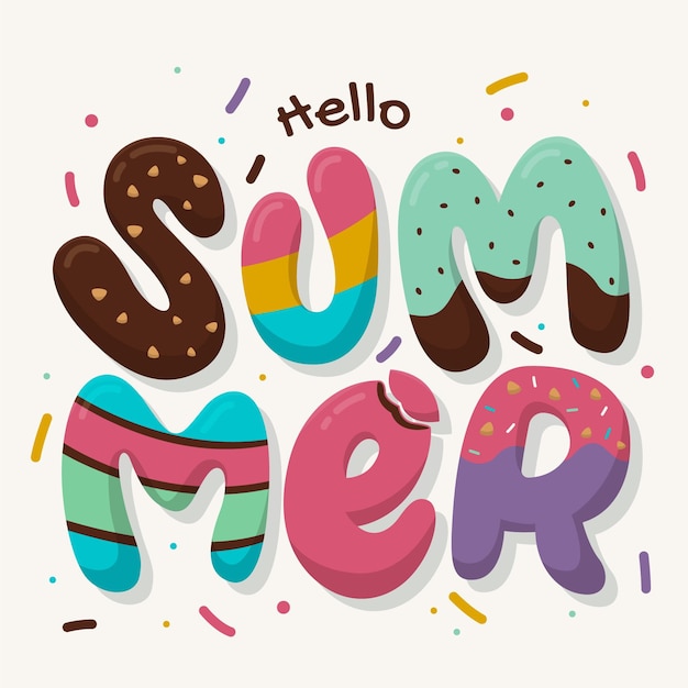 Hand drawn hello summer lettering