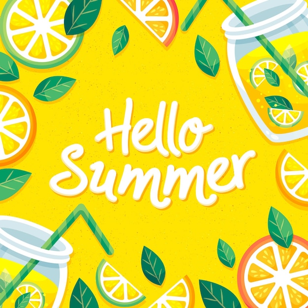 Free vector hand drawn hello summer lettering