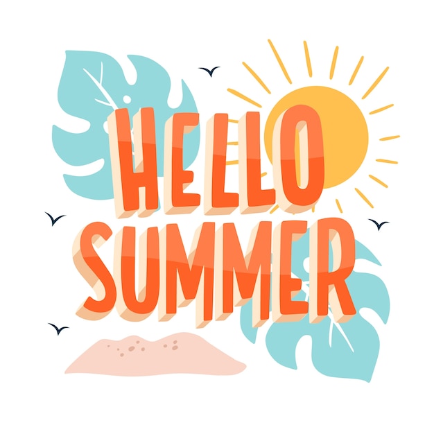 Free vector hand drawn hello summer lettering