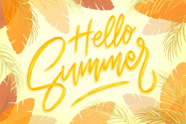 Hand drawn hello summer lettering